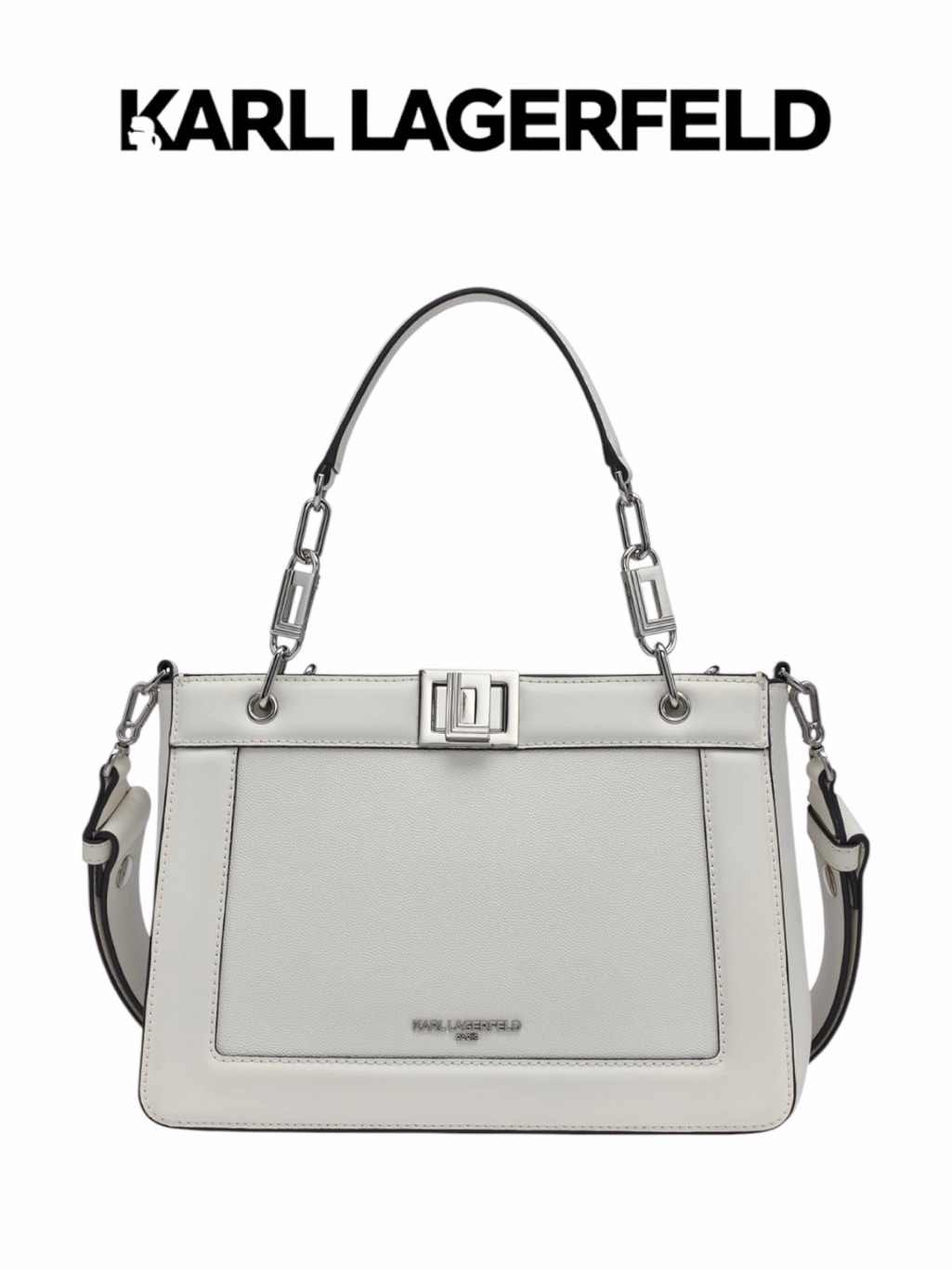 Lagerfeld Paris White Ivette Shoulder Bag